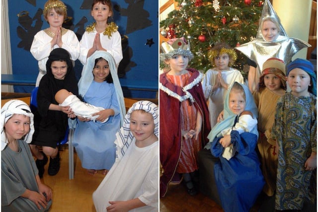 The Nativity scenes at Hawthorns First School, left, and at Whytemead First School in 2008. Pictures: Malcolm McCluskey W50090P8 and W50014P8