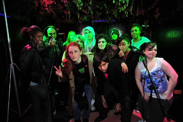 Members of the Young Peoples service arts and media programme performing  at a showcase event at Club Dissadent, Lincoln Road.
