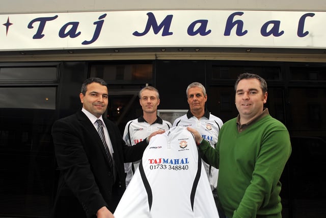 The Taj Mahal restaurant on Lincoln Road was the new sponsor of Peterborough Northern Star football team in 2010, from left, Othmen Kessir (owner), Darren Paling (vice captain), Glen Harper (committee member) and Darren Fogg (captain).