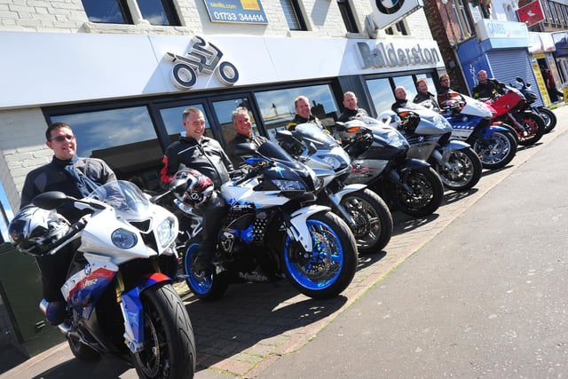 Motorcyclists prepare to move stock from Balderston's Motorcycles on Lincoln Road, as they move to their new premises in Hampton in 2010.