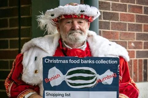 Mick Symes of Borough Bonfire Society all dressed up and collecting