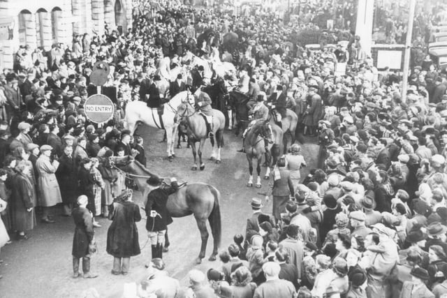 The Boxing Day Meet in Horsham town centre in the 1950s