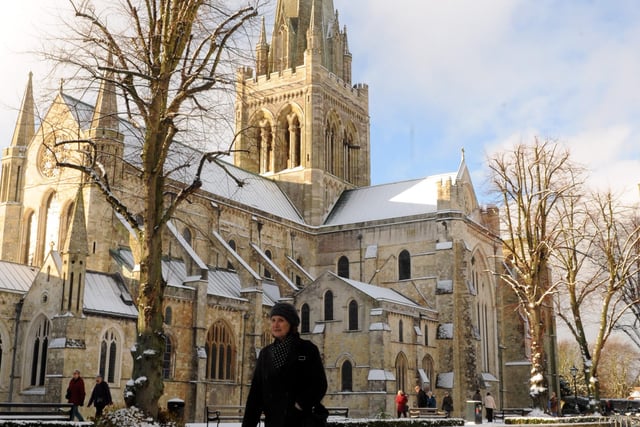 Chichester Cathedral covered in snow in December 2010. . Picture: Kate Shemilt C102173-10