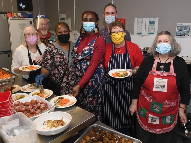 The Storehouse's Lunch Box 5000 team - Julia Fallowfield, Mick Bates, Funmi Abe, Bamidele Akomolafe, David Lofthouse, Wendy Bibb and Sylvia Terry.