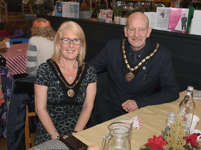 Mayor and Mayoress of Skegness Coun Trevor and Mrs Jane Burnham joined guests at the Bis Christmas Feast in Skegness.