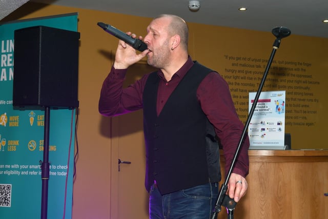 Internationally acclaimed vocalist Aday entertaining guests at the Storehouse in Skegness. He was sponsored to attend by the New Park Club in Skegness.