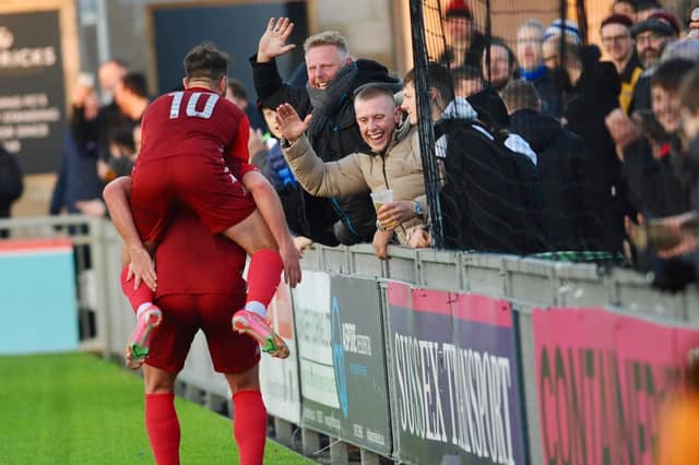 Action and goal celebrations from Worthing's 3-0 win over Lewes in the third round of the Sussex Senior Cup / Pictures: Stephen Goodger