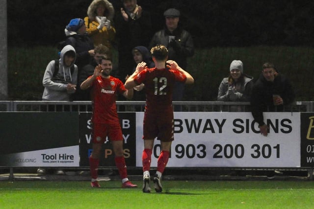 Action and goal celebrations from Worthing's 3-0 win over Lewes in the third round of the Sussex Senior Cup / Pictures: Stephen Goodger