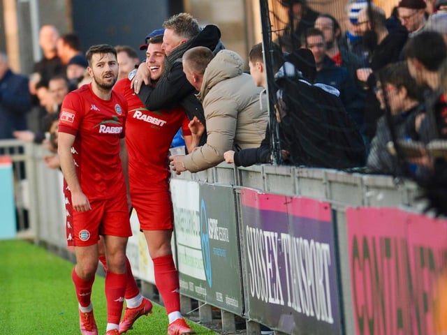 Action and goal celebrations from Worthing's 3-0 win over Lewes in the third round of the Sussex Senior Cup / Pictures: Stephen Goodger