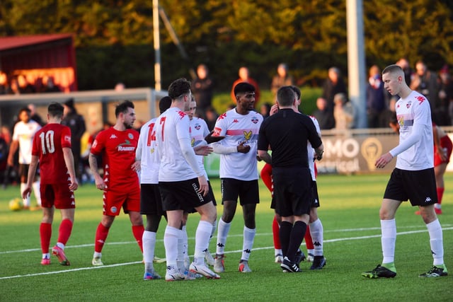 Action and goal celebrations from Worthing's 3-0 win over Lewes in the third round of the Sussex Senior Cup / Pictures: Stephen Goodger