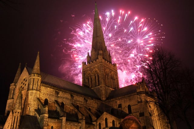 Christmas fireworks light up the Chichester Cathedral spire in 2013.

Picture: Louise Adams C131544-3