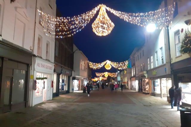 Christmas lights in North Street, Chichester, in 2020. Picture: Nikki Jeffery