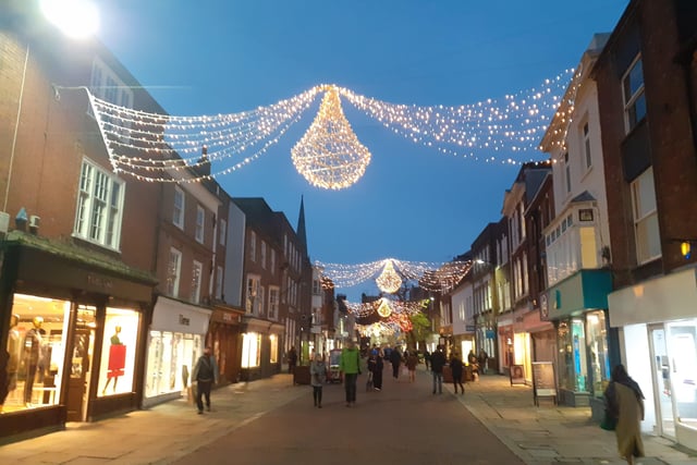 Christmas lights in East Street, Chichester, in 2020. Picture: Nikki Jeffery