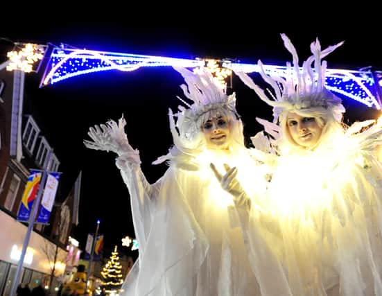 Switching on the Bognor Christmas lights in 2016, with street entertainers and fun in the fake snow storm. Picture: Kate Shemilt ks16001224-1