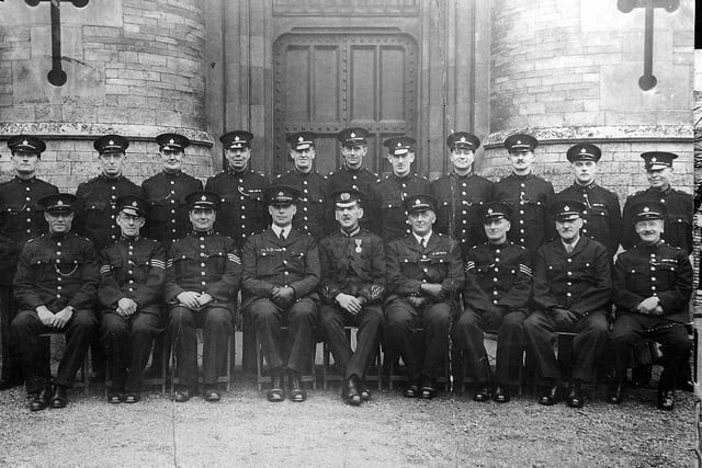 Special constables pictured during the Second World War at Peterborough Gaol on Thorpe Road leter to become the Sessions House.