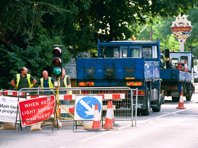 Roadworks taking place at Thorpe road, Longthorpe.