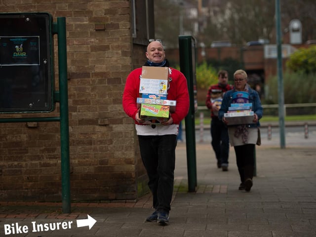 Jon collecting the presents from Monks Inn