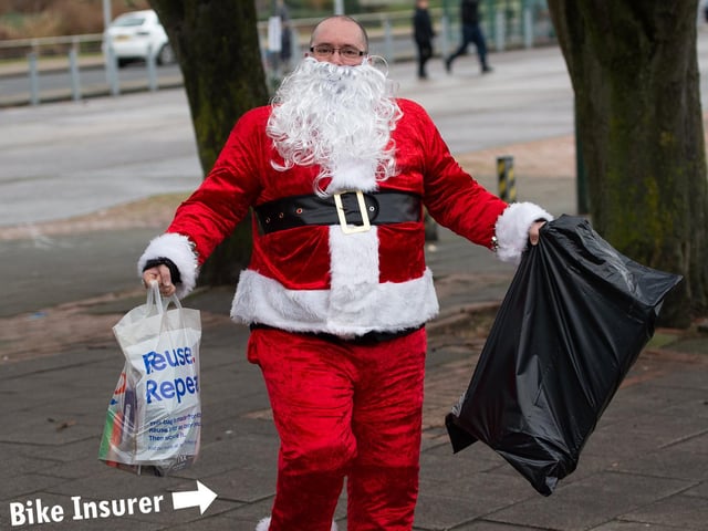 Gavin collecting the presents for the delivery