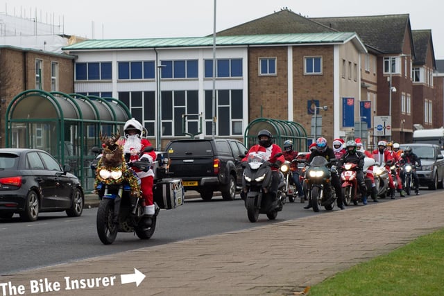 The riders left at around 1pm and headed to Watford General Hospital with a festive special delivery