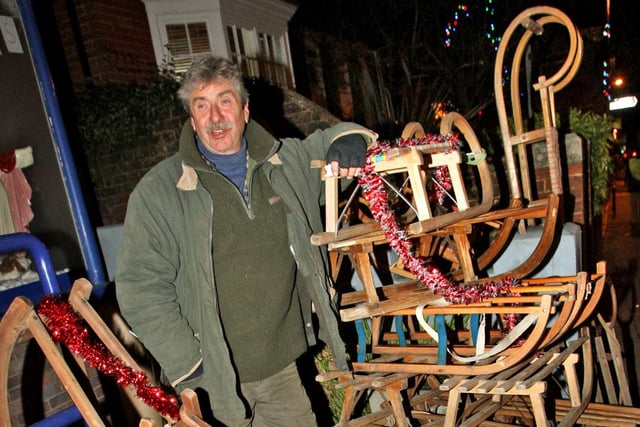 HOR 101210  HENFIELD, Spirit of Christmas. Gary Lee with vintage German sledges -photo by steve cobb ENGSNL00120101213122038