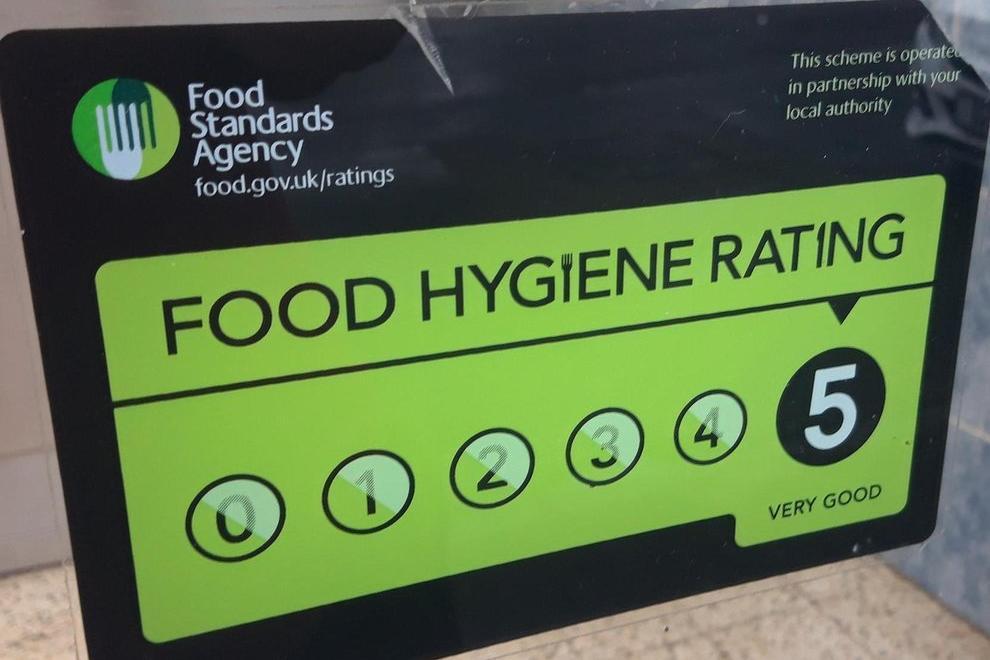 Five is the highest hygiene rating eateries can get