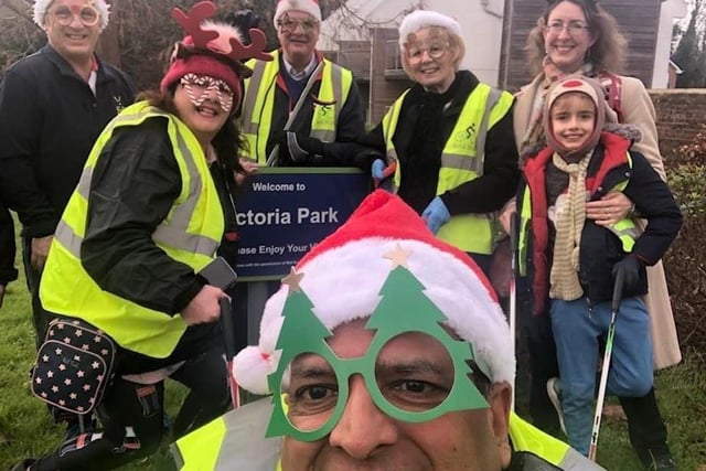 Volunteers wore festive garb for the litter pick