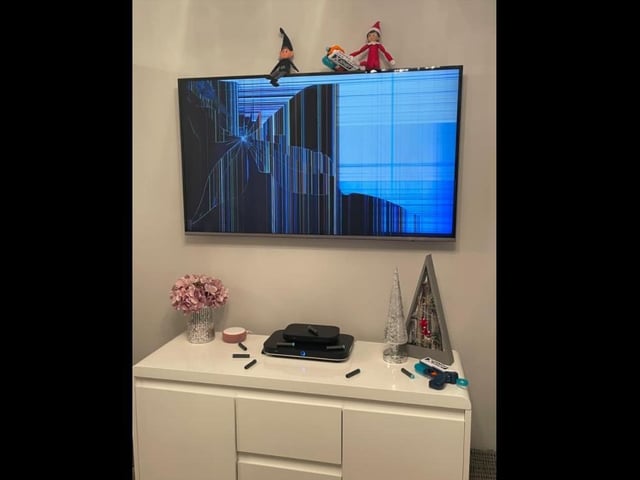 We are not encouraging you to break your TV! Print out a picture of a broken screen and pretend that the Elves smashed it.