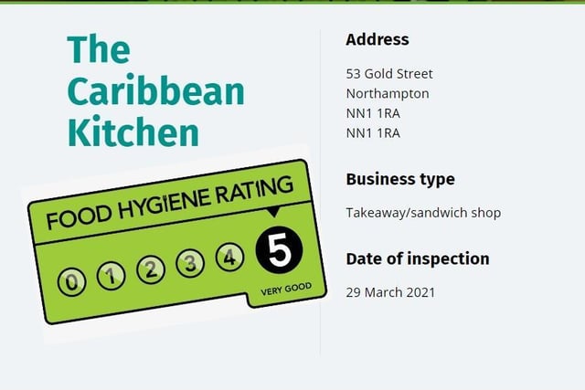 The Caribbean Kitchen 
Gold Street, Northampton 
Inspected: 29 March 2021