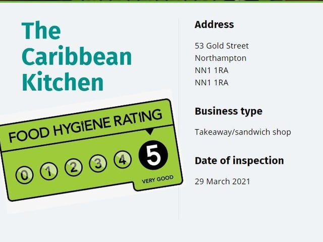 The Caribbean Kitchen 
Gold Street, Northampton 
Inspected: 29 March 2021