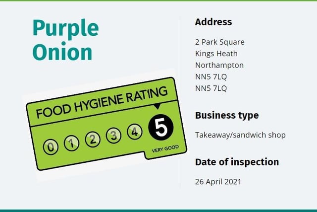 Purple Onion 
Park Square, Kings Heath 
Inspected: 26 April 2021