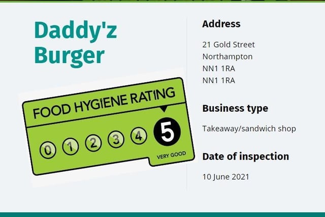 Daddy'z Burger 
Gold Street, Northampton
Inspected: 10 June 2021