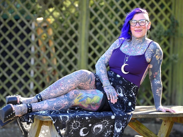 Kerry Burke from Copthorne took part in an international tattoo competition. Pic Steve Robards SR2102262 SUS-211222-141917001