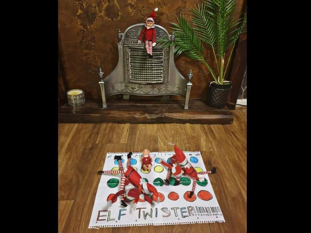 Who says elves can't join in with the festive fun? Make a mini Twister mat and put them in positions we can only dream of being flexible enough to do.