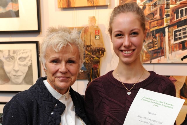 JPCT 181114 S14480024x  Julie Walters presents awards to Collyers students.  Samaritans christmas cards at Capitol Theatre Horsham. Isobel Tuckwell -photo by Steve Cobb SUS-141118-160409001
