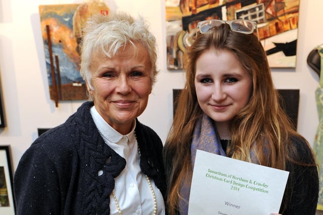JPCT 181114 S14480030x  Julie Walters presents awards to Collyers students.  Samaritans christmas cards at Capitol Theatre Horsham. Lucy Boorman -photo by Steve Cobb SUS-141118-160554001
