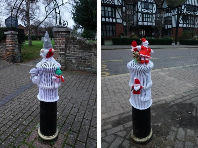 Yarnbomb bollards