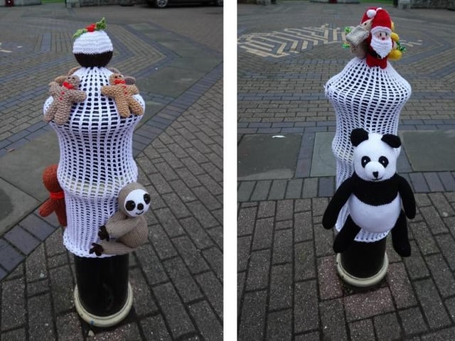 A sloth and a panda on the bollards