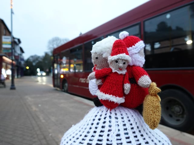 Santa's family on one of the bollards in town