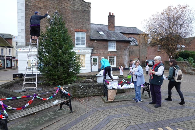 Every December, the Tring Yarn Bomb group set out to decorate the town