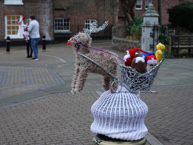 Santa's sleigh on one of the bollards