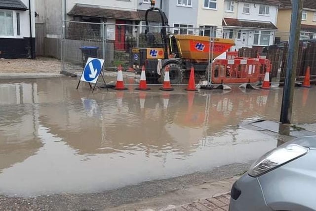 Heavy sewage has been flooding onto pavements and driveways