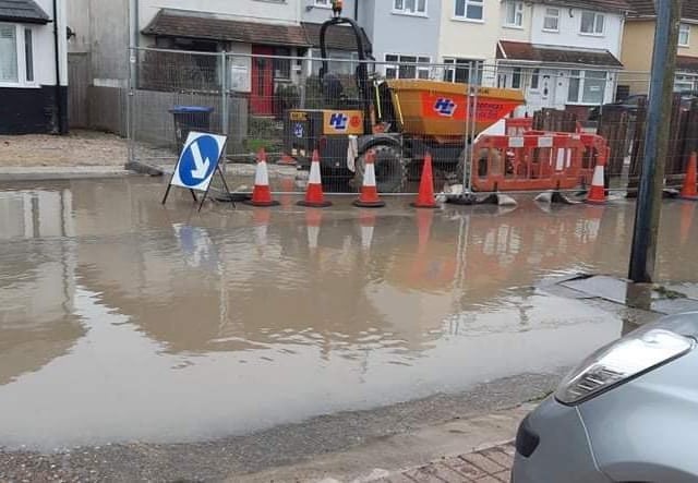 Heavy sewage has been flooding onto pavements and driveways