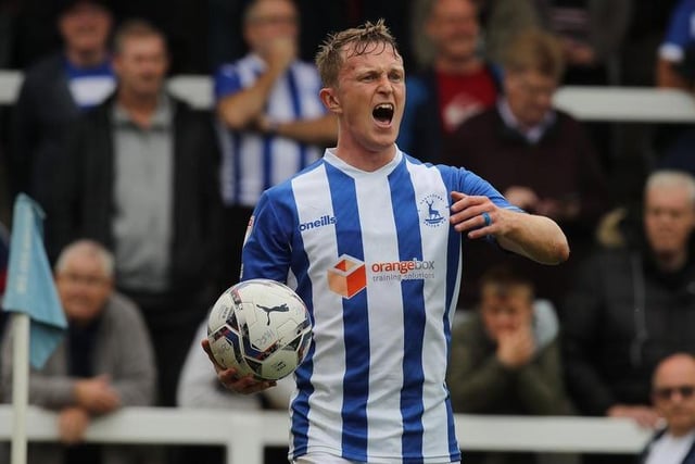 Luke Hendrie (pictured) is valued at £225,000 along with Hartlepool team-mates Jonathan Mitchell and Matty Daly.