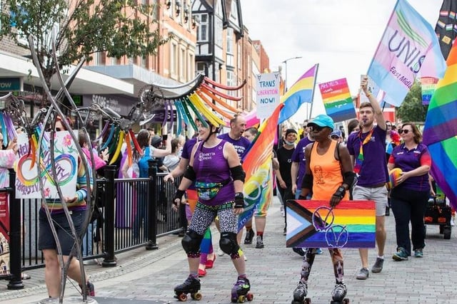 Northampton Pride 2021 received an 'overwhelming positive response' after last year's event had to be moved online. The parade began at the top of Abington Street at 11am and arrived at the Market Square around 15 minutes later, where a minute of noise opened the event.