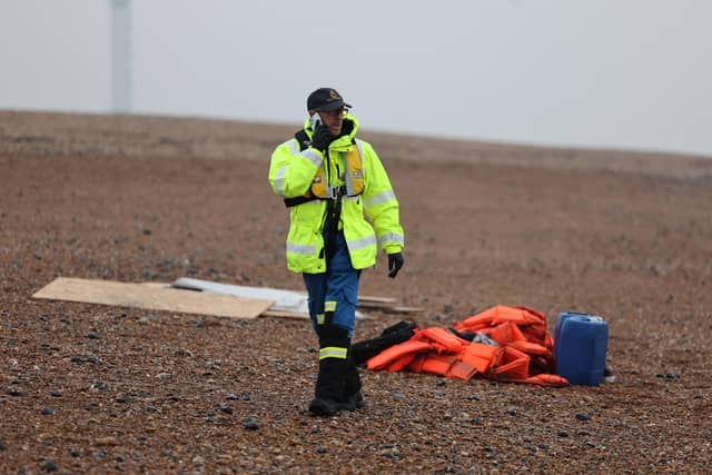 A suspected migrant boat has washed up in Shoreham for the second time this week. Photo: Eddie Mitchell SUS-211223-111707001