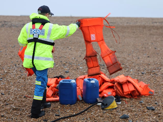 A suspected migrant boat has washed up in Shoreham for the second time this week. Photo: Eddie Mitchell SUS-211223-111738001