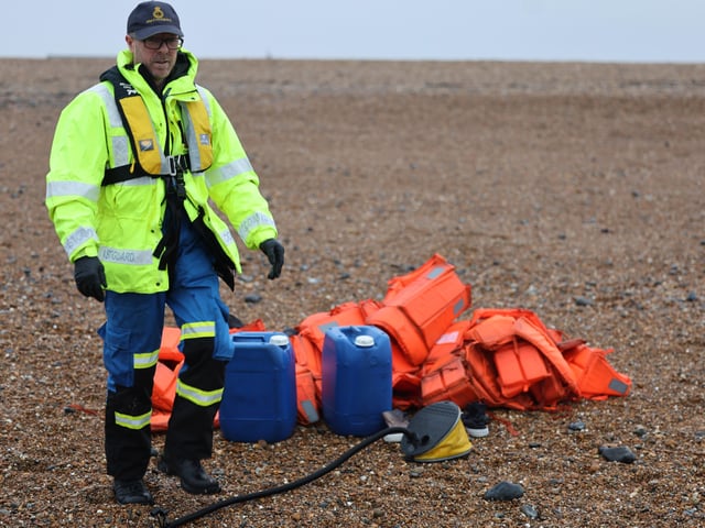 A suspected migrant boat has washed up in Shoreham for the second time this week. Photo: Eddie Mitchell SUS-211223-111750001