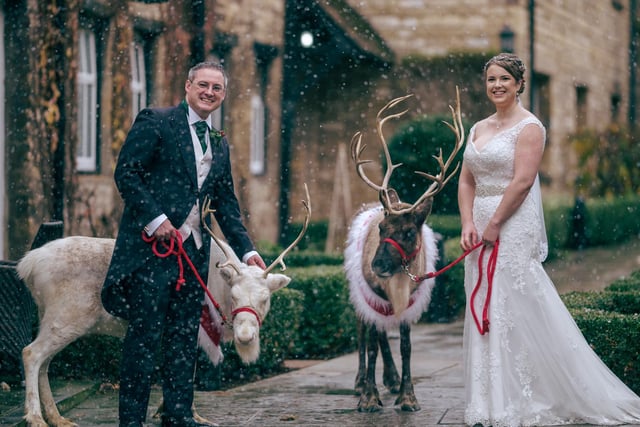 Matt and Britt Bailey got married on December 18 at The Talbot Hotel in Oundle. You cannot get more Christmassy than this beautiful photo!