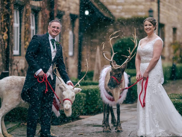 Matt and Britt Bailey got married on December 18 at The Talbot Hotel in Oundle. You cannot get more Christmassy than this beautiful photo!