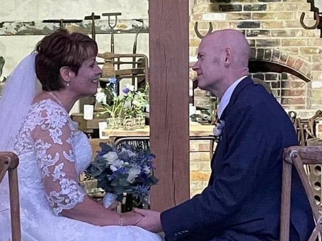 Lisa Russell and Andy Russell tied the knot at Sissons Barn in Peterborough on December 11. The way they are looking at each other in this photograph is just beautiful.